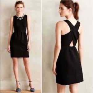 Maeve Anthropologie Black Textured Criss Cross Rocklin Shift Dress Sz 12